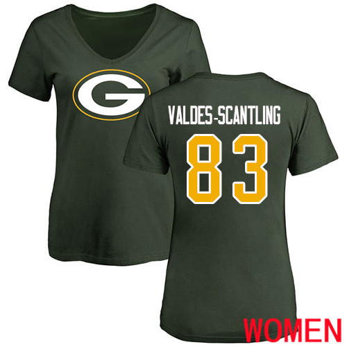 Green Bay Packers Green Women #83 Valdes-Scantling Marquez Name And Number Logo Nike NFL T Shirt